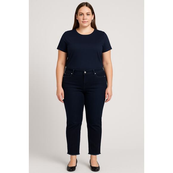 Denim & Co. Women’s Petite Size 10P Ankle Jeans – Dark Wash Frayed Hem NWOT - Picture 1 of 7